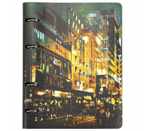 Тетрадь на кольцах А5 (180х220 мм), 80 листов, под кожу, клетка, BRAUBERG VISTA, 