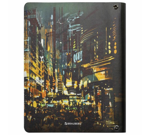 Тетрадь на кольцах А5 (180х220 мм), 80 листов, под кожу, клетка, BRAUBERG VISTA, 