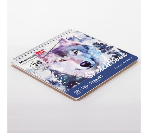 Скетчбук, белая бумага 180 г/м2, 195х195 мм, 20 л., гребень, твердая обложка, BRAUBERG ART CLASSIC, 112994