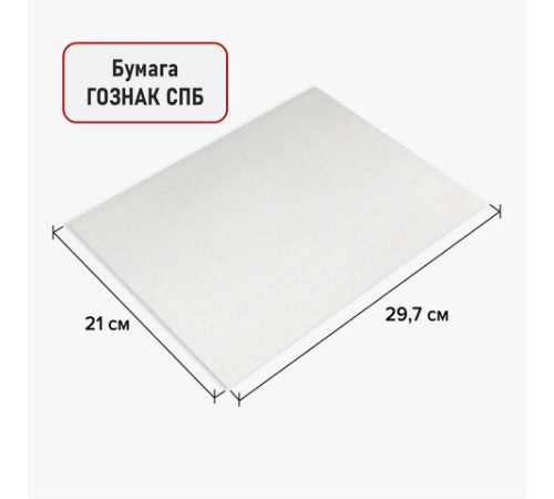 Бумага для акварели А4 210х297 мм, 1 лист, 200 г/м2, ГОЗНАК СПб, зерно, BRAUBERG ART CLASSIC, 113208