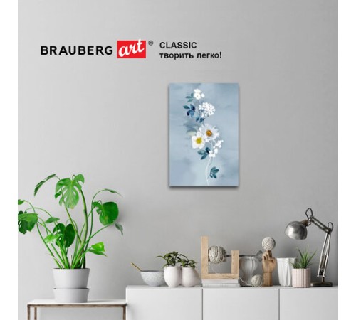 Холст на подрамнике BRAUBERG ART CLASSIC, 30х50 см, 420 г/м2, 45% хлопок 55% лен, среднее зерно, 191657