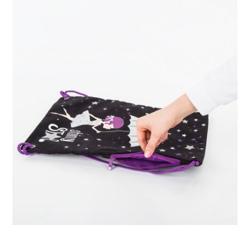 Мешок для обуви BRAUBERG PREMIUM, карман, подкладка, светоотражающие элементы, 43х33 см, Shiny star, 270283