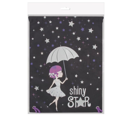 Мешок для обуви BRAUBERG PREMIUM, карман, подкладка, светоотражающие элементы, 43х33 см, Shiny star, 270283