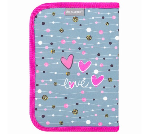 Пенал с наполнением BRAUBERG, 1 отделение, 1 откидная планка, 24 предмета, полиэстер, 21х14 см, 