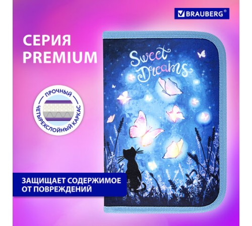 Пенал BRAUBERG с наполнением, 1 отделение, 1 откидная планка, 24 предмета, 21х14 см, 