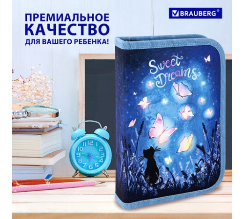 Пенал BRAUBERG с наполнением, 1 отделение, 1 откидная планка, 24 предмета, 21х14 см, 