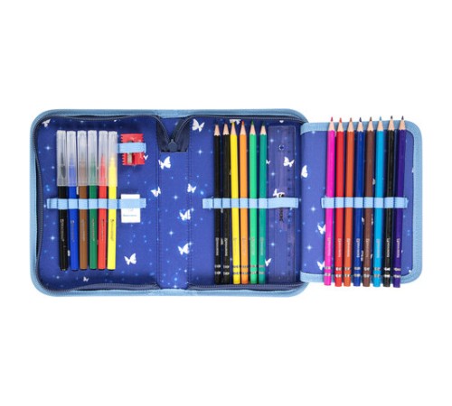 Пенал BRAUBERG с наполнением, 1 отделение, 1 откидная планка, 24 предмета, 21х14 см, 