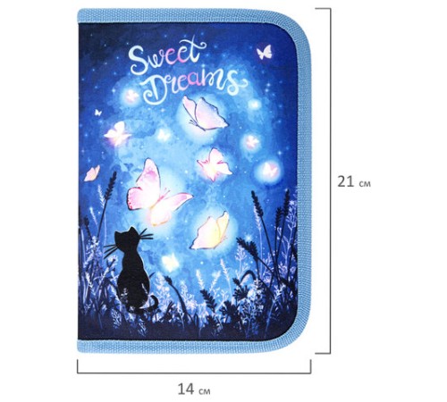 Пенал BRAUBERG с наполнением, 1 отделение, 1 откидная планка, 24 предмета, 21х14 см, 