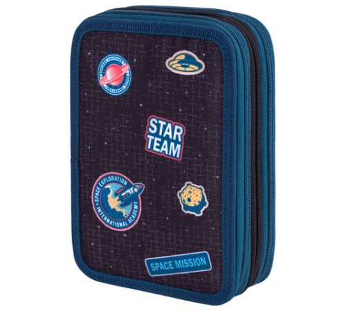 Пенал BRAUBERG, 3 отделения, полиэстер, 21х14 см, 