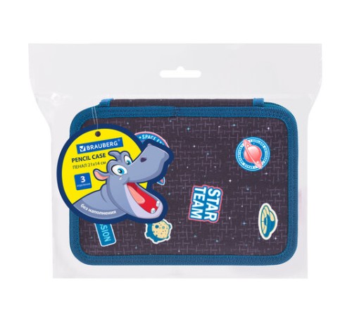 Пенал BRAUBERG, 3 отделения, полиэстер, 21х14 см, 