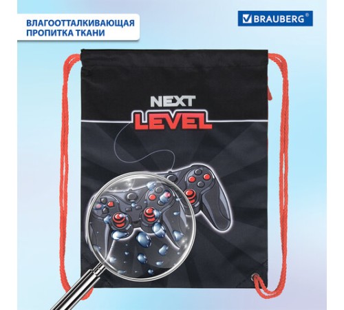 Мешок для обуви BRAUBERG PREMIUM, карман, подкладка, светоотражающие элементы, 43х33 см, 