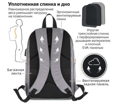 Рюкзак BRAUBERG URBAN универсальный, с отделением для ноутбука, USB-порт, 