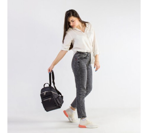 Рюкзак BRAUBERG PODIUM женский, карман-антивор, нейлон, черный, 32х26х15 см, 270815