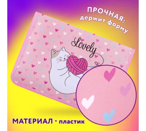 Папка для труда на молнии ЮНЛАНДИЯ А4, 1 отделение, откидная планка, органайзер, 