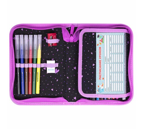 Пенал BRAUBERG с наполнением, 1 отделение, 1 откидная планка, 24 предмета, 21х14 см, 