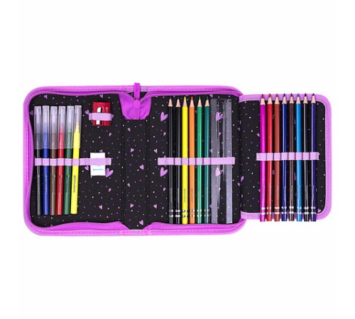 Пенал BRAUBERG с наполнением, 1 отделение, 1 откидная планка, 24 предмета, 21х14 см, 