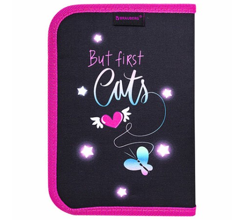 Пенал BRAUBERG с наполнением, 1 отделение, 1 откидная планка, 24 предмета, 21х14 см, 