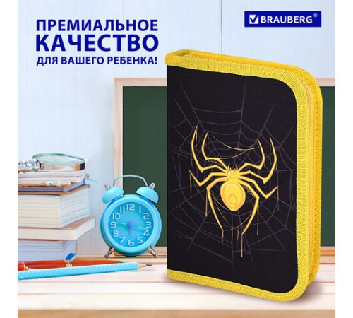 Пенал BRAUBERG с наполнением, 1 отделение, 1 откидная планка, 24 предмета, 21х14 см, 