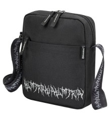 Сумка на плечо BRAUBERG COMPACT с карманом, черная с принтом, 23х17х5 см, 271686