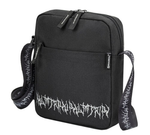 Сумка на плечо BRAUBERG COMPACT с карманом, черная с принтом, 23х17х5 см, 271686