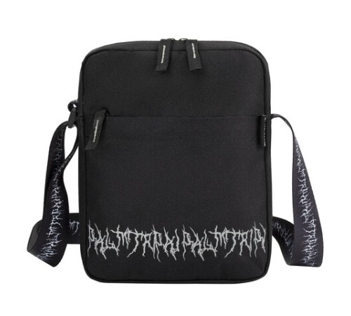 Сумка на плечо BRAUBERG COMPACT с карманом, черная с принтом, 23х17х5 см, 271686