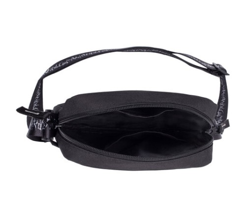 Сумка на плечо BRAUBERG COMPACT с карманом, черная с принтом, 23х17х5 см, 271686