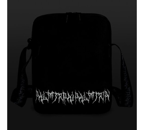 Сумка на плечо BRAUBERG COMPACT с карманом, черная с принтом, 23х17х5 см, 271686