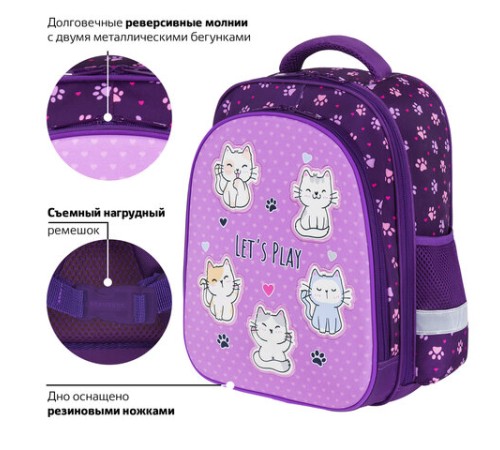 Ранец BRAUBERG KIDS STANDARD, 2 отделения, 