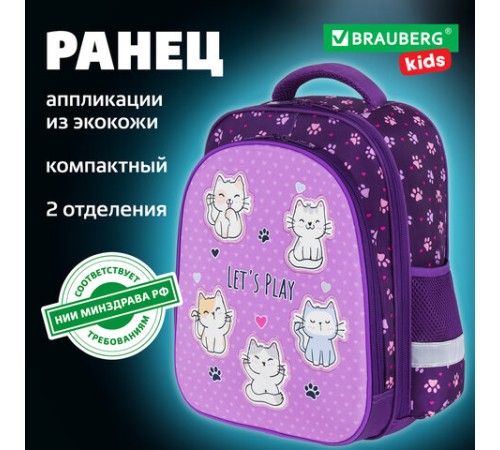 Ранец BRAUBERG KIDS STANDARD, 2 отделения, 