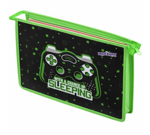 Папка для тетрадей ЮНЛАНДИЯ А4, 1 отделение, пластик, на молнии, 