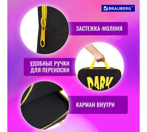 Папка на молнии с ручками BRAUBERG А4, 1 отделение, полиэстер, 80 мм, 