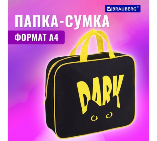 Папка на молнии с ручками BRAUBERG А4, 1 отделение, полиэстер, 80 мм, 