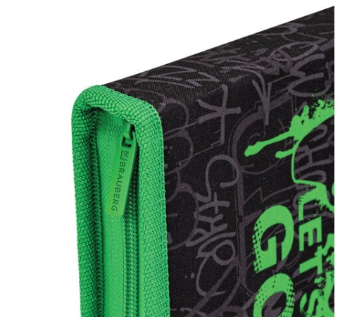 Пенал BRAUBERG, 1 отделение, 2 откидные планки, полиэстер, 21х14 см, 