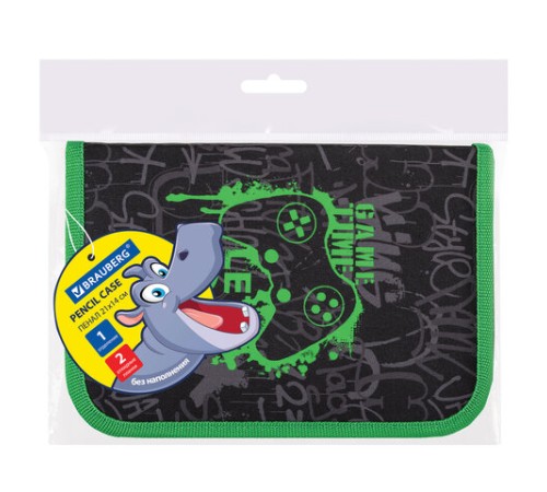 Пенал BRAUBERG, 1 отделение, 2 откидные планки, полиэстер, 21х14 см, 