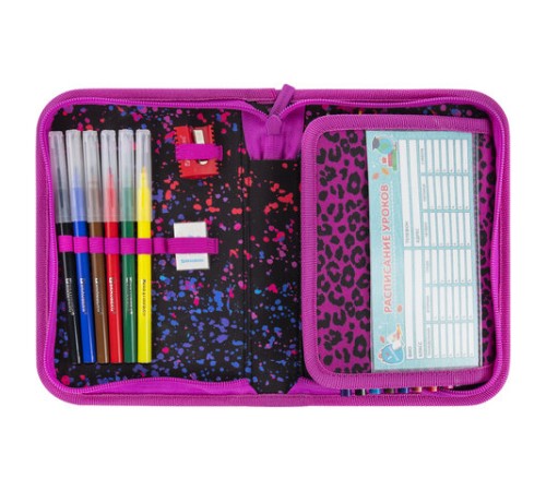 Пенал BRAUBERG с наполнением, 1 отделение, 1 откидная планка, 24 предмета, 21х14 см, 