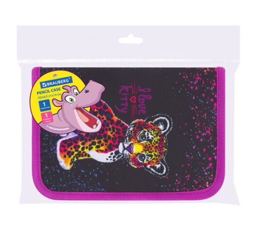 Пенал BRAUBERG с наполнением, 1 отделение, 1 откидная планка, 24 предмета, 21х14 см, 