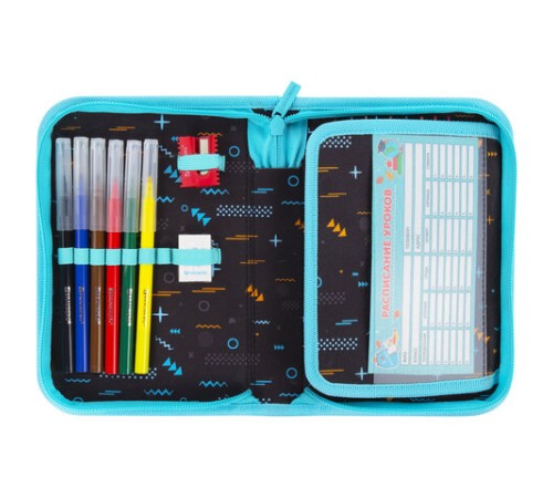 Пенал BRAUBERG с наполнением, 1 отделение, 1 откидная планка, 24 предмета, 21х14 см, 