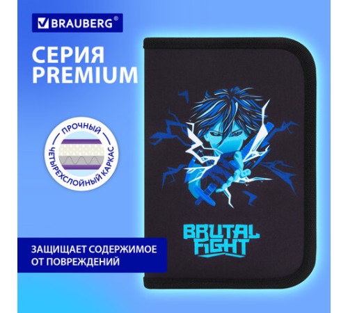 Пенал BRAUBERG с наполнением, 1 отделение, 1 откидная планка, 24 предмета, 21х14 см, 