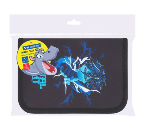 Пенал BRAUBERG с наполнением, 1 отделение, 1 откидная планка, 24 предмета, 21х14 см, 