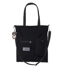 Сумка шоппер HEIKKI EQUIP (ХЕЙКИ), канвас, карман для бутылки, 38х35 см, черный, 272442