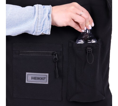 Сумка шоппер HEIKKI EQUIP (ХЕЙКИ), канвас, карман для бутылки, 38х35 см, черный, 272442