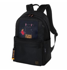 Рюкзак BRAUBERG FASHION CITY универсальный, карман-антивор, Cat, черный, 44х31х16 см, 272569