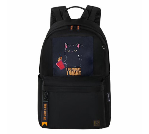 Рюкзак BRAUBERG FASHION CITY универсальный, карман-антивор, Cat, черный, 44х31х16 см, 272569