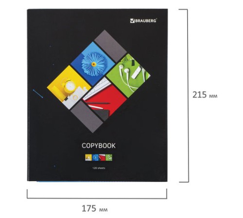 Тетрадь на кольцах А5 (175х215 мм), 120 листов, твердый картон, клетка, BRAUBERG, Микс, 403277