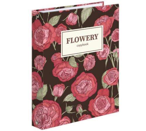 Тетрадь на кольцах А5 (175х215 мм), 160 листов, твердый картон, клетка, BRAUBERG, Flowers, 404090