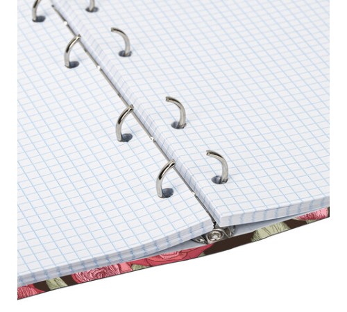 Тетрадь на кольцах А5 (175х215 мм), 160 листов, твердый картон, клетка, BRAUBERG, Flowers, 404090