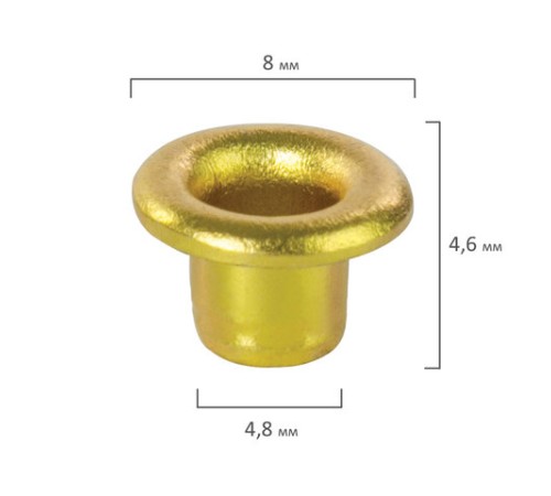Люверсы BRAUBERG, КОМПЛЕКТ 250 шт., внутренний диаметр 4,8 мм, длина 4,6 мм, золотистые, 227793