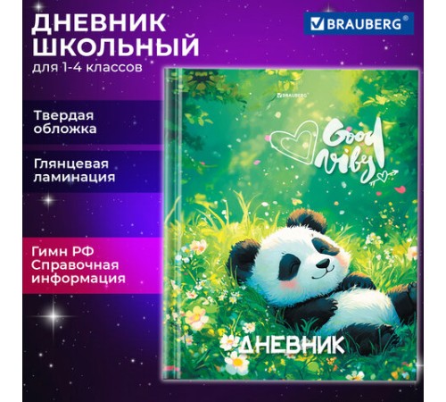 Дневник 1-4 класс 48 л., твердый, BRAUBERG, глянцевая ламинация, с подсказом, 