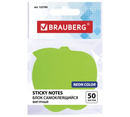 Блок самоклеящийся (стикеры), фигурный BRAUBERG, НЕОНОВЫЙ 