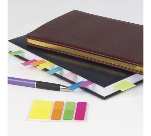 Закладки клейкие неоновые BRAUBERG, 45х12 мм 3 цвета + 45х26 мм 1 цвет, 100 штук (4 цвета x 25 листов), 126698